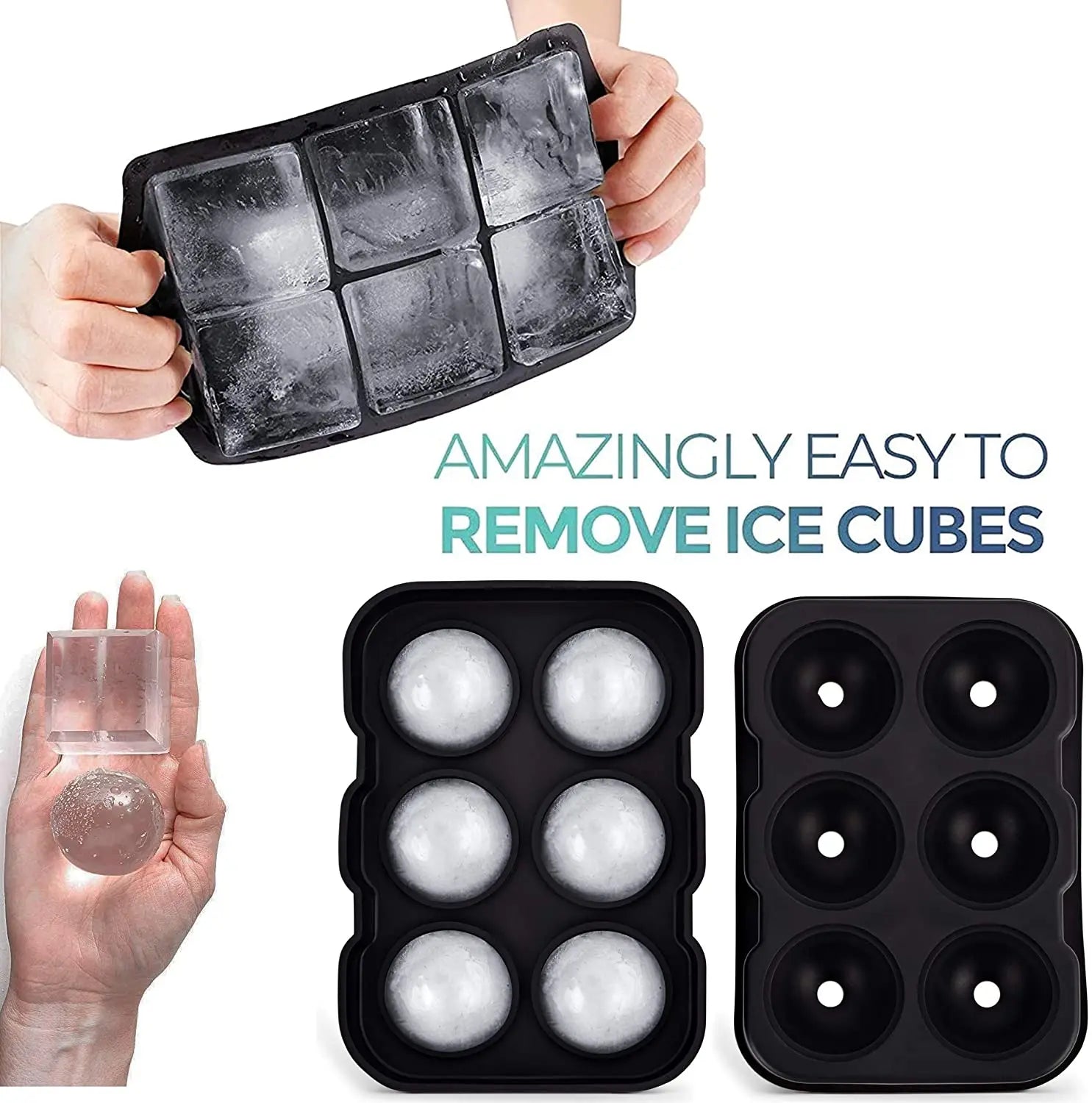 SUNSET Silicone Ice Cube Tray– Set of 2 Large Ice Cube Molds | Square & Sphere Ice Ball Maker for refrigerator | for Whiskey, Cocktails & more Reusable and BPA Free pattanaustralia